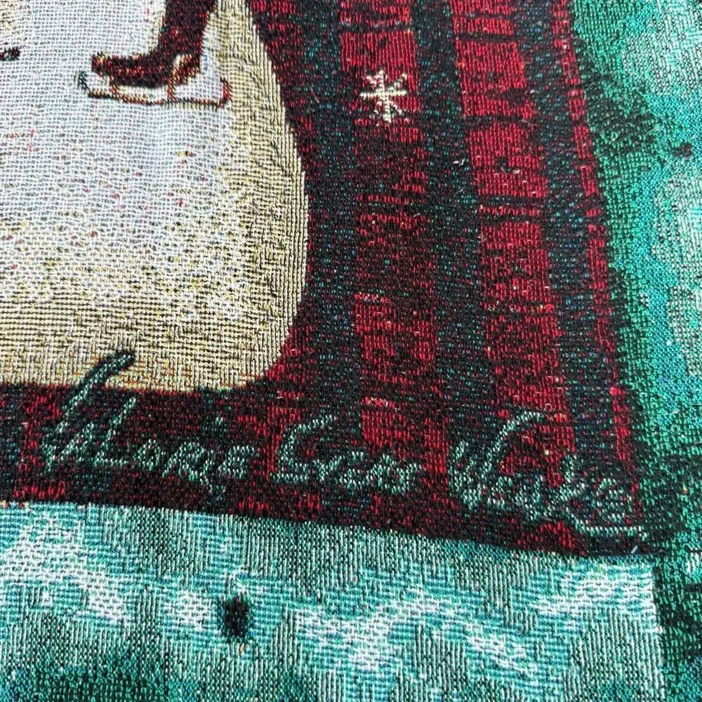 Mohawk Home vintage tapestry blanket Primitive Snowmen art Valorie Evers Wenk